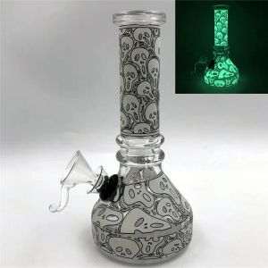 Sigara içmek Cam Su Boruları Karanlık Beher Bongs içinde parlıyor 6.3 inç uzunluğunda tütün kuru bitki