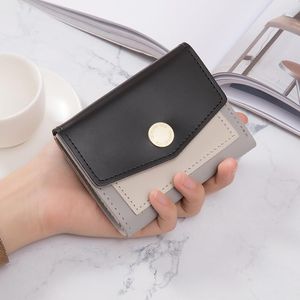 Cüzdanlar kısa bir ekleme pu deri kadın cüzdan bayan para çanta cep düğmeleri kadın kız marka tasarımcı