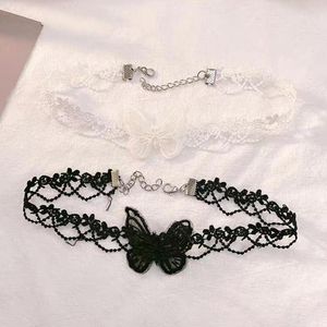 Подвесные ожерелья игривая милая девочка черная бархатная кружевная бабочка юбка студентка Студент Клавикуля Шея Цепи