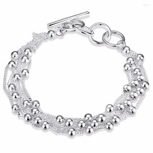 Link Bracelets 925 Sterling Silver Buckle Six Round Line Ball Jewelry Sweet Style Damenarmband zur Teilnahme an der Party