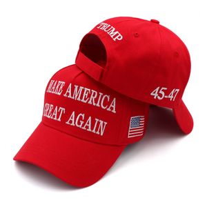 Головные уборы для вечеринок Трампа Хлопковая бейсболка с вышивкой Трамп 45-47th Make America Great Again Спортивная шляпа