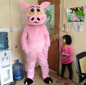 Yeni güzel küçük pembe domuz maskot kostümleri Noel süslü elbise karikatür karakter kıyafet takım elbise yetişkinler beden karnaval Paskalya reklam