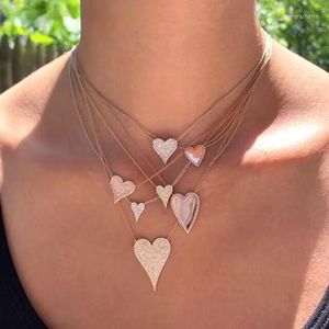 Цепи 925 Серебряные серебряные украшения Micro Pave CZ Love Heart Charm Подвесное ожерелье для любовников женщин в валентинах подарки