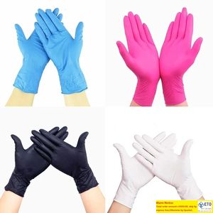 Оптовая черно -голубая белая нитриловая одноразовые перчатки без латексных пакетов из 100 кусочков перчаток антискидные антиацидные перчатки FY9518