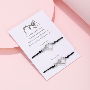 Símbolo de amor sem fio Pulseira de casal Conjunto de insetos europeus e americanos Bracelete simples Feminino Bracelete de amizade criativa com papelão