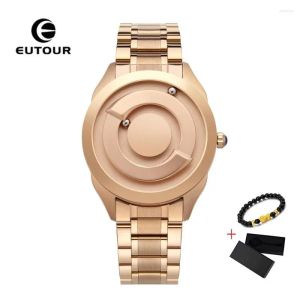 Orologi da polso EUTOUR Orologio magnetico in oro da uomo Luxury Fashion Quartz Magnet Ball Orologi da polso da uomo impermeabili Orologio da uomo Relogio