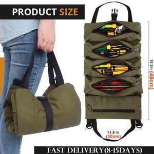 Tool Bag Working Tool Bag Roll Tool Roll Multi-Purpose Tool Roll Up Bag Wrench Roll Pouch Hanging Tool Zipper Tote 230509