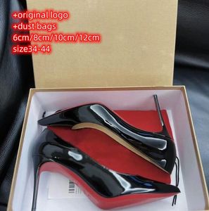 Kutu ile Loubutins Hıristiyanlar Kırmızı Dökümler Klasikler Kadın Yüksek Topuklu Ayakkabılar Klasikler Parlak 6cm 8cm 10cm 12cm İnce Topuklu Siyah Çıplak Çıplak Patent Patent Pigalle Wom