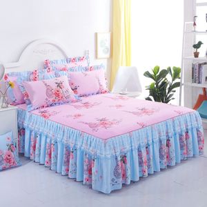 Bed Skirt 3pcs Set Sanding Lace Bedspread Fashion Queen Bed Skirt Thickened Fitted Sheet Two-Layer Single Double Bed Dust Ruffle 230510