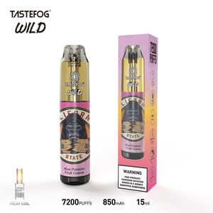 LED RGB Işıkları Tastefog Wild 7000 Pufs Pods Tek Kullanımlık Vapes 2% 15ml 850mAh Çin Orijinal Üretici