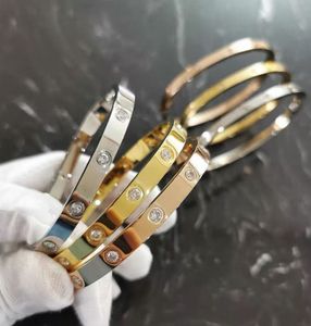 Браслет для ногтей браслеты дизайнер для женщин -дизайнеров роскошных ювелирных украшений Циркон розовый золото серебристое покрытие титановой сталь шириной 6 мм любовь хип -хоп украшения для мужчин