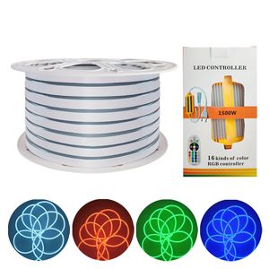 RGB LED LED ışıkları su geçirmez çok renkli AC 110V-120V LED Neon Halat Işıkları Uzaktan Kumanda RGB Dış LED Halat Işıkları Balkon Çatı Bahçesi Crestech168