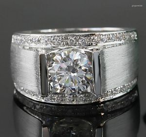 Кластерные кольца мужская настоящая твердая 925 серебряные свадебные украшения роскошь 1,2CT Рождение камня 5A CZ Кольцо для мальчика Размер подарка 8-10