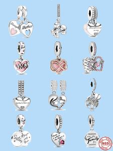 925 Sterling Silver Charms para Pandora Jewelry Mindedas Irmã filha Pingente Forever Family Beads