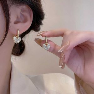 Stud New Heart Zircon Hoop Earrings for Women Gold Stainless Steel Drop Earrings 2023 Trend Luxury Wedding Part Jewelry Gift