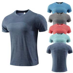 LL Тренировки рубашки для мужчин с коротким рукавом быстро сухой спортивный спортзал Активная футболка влага