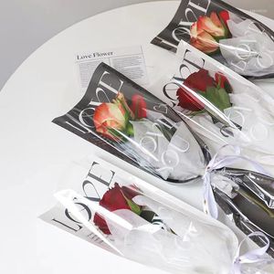 Hediye Sargısı 20 PCS AŞK TÜM Şeffaf Gül Ambalaj Çantaları Çiçek Buket Plastik Çanta Sarma Kağıt Bir Düz