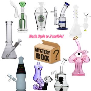 Piccolo bong in vetro Narghilè Bubbler Mystery Box Mini Dab Rigs Accessorio per pipe ad acqua per fumatori Consegna casuale