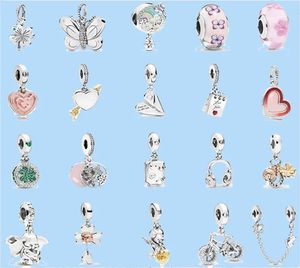 925 Gümüş Boncuklar Takılar Pandora Charm Lucky Muska Kolye Yeni Boncuklar Sevgi Kalp Mavi Crysta