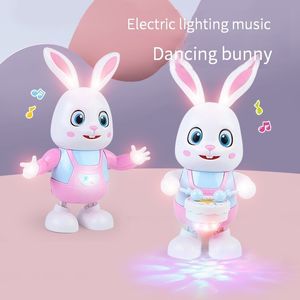 Электрические/RC животные робот -робот танцы кролика петь песня электронная кролика роботизированные животные барабан со светодиодными электрическими педальными игрушками детей подарка на день рождения 230512