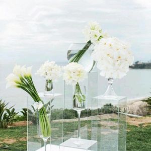 Parti Dekorasyonu 4pcs/Set) Açık Akrilik Çiçek Stand Centerpieces Crysta Kaide Sütun Düğün Düğün Dış Mekan için Plint 339