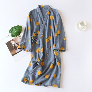 Kadın pijama Japon kimono giyinme elbise bahar ve sonbahar bayanlar pamuk krep bez ince yaz bornoz ev servis pijama banyosu 230512