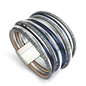 Очарование браслетов амортизационная многослойная кожаная упаковка браслет для женщин для женщин пластиковые трубки магнитная застежка браслеты браслеты