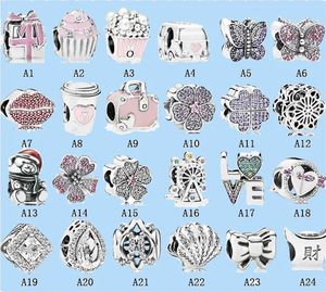 925 Gümüş Boncuklar Takılar Fit Pandora Charm Clover Serisi Sabit Toka Çantası Hediye Kutusu Boncuklar DIY