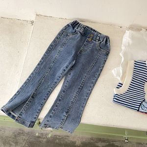 Jeans Sonbahar Bahar Bebek Kız Skinny Jeans Moda Kore tarzı Çocuk Denim Pantolon Elastics Kids Firared Pantolon 2 ila 8 Yıl 230512