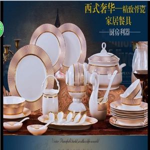 Dinnerware Sets Bone Porcelain Bowls And Dishes With Pottery Plates Soup Noodles