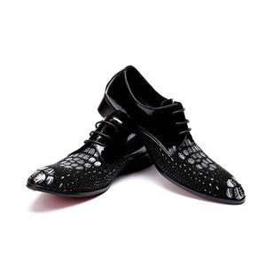 Dantel moda basılı iş İtalyanca Toe Toe Punk Rock Brogue Classic Orijinal Deri Erkek Derby Ayakkabı 3520
