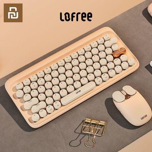 Fareler YouPin Lofree Milk Tea Serisi Basit Ofis Mekanik Klavye Fare Hesap Makinesi Pikap Işıkları İPad için Kablosuz Mini Klavye
