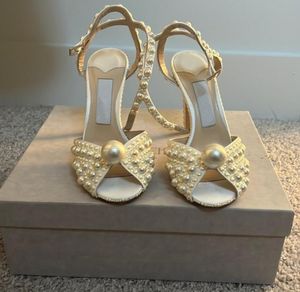 Kadınlar gelinlik sandal sacora inci süslemeli sandal çiçek dantel ve inciler ayak bileği kayış açık ayak parmağı lüks tasarım pompaları el yapımı ayakkabılar kutu en iyi satış