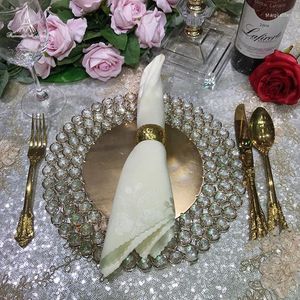 Parti Dekorasyon Toptan 3 Tılderli Kristal Boncuklar Cam Şarj Cihazı Tabakları Akşam Yemeği Sak Tabakları 13 İnç Düğün