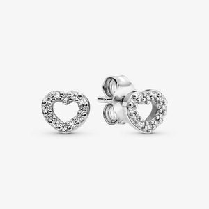 Pandora için Sevimli Açık Kalp Saplama Küpe 925 STERLING Gümüş Düğün Partisi Takı Tasarımcı Küpe Seti Kadınlar Kız Arkadaşı Hediye Orijinal Kutu ile Küpe Küpe
