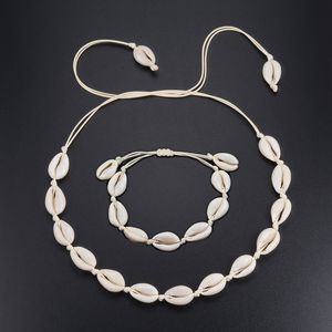 Caldo stile europeo bianco naturale braccialetto di conchiglia collana intrecciata a mano gioielli da donna accessori creativi di conchiglie di conchiglie all'ingrosso