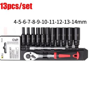 Contactdozen 13 Pz/set 1/4 Pollici Aria Pneumatica Presa Esagonale CRMO Chiave A Cricchetto Presa Esagonale Adattatore Per Auto Auto Camion Strumenti di Riparazione