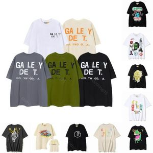 2023 Yaz Tasarımcı Erkek Tişörtleri Galeri Departmanları Gömlek Vintage Yıkama Eski İskelet Araba Graffiti Baskı Yaptı Gevşek Kısa Kollu T-Shirt Galerileri Bölümler Geometrik