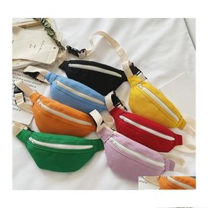Plush Backpacks Childrens Mini Waist Bag Canvas Kids Red Fanny Pack Boys Girls Phone Wallet Chest Baby Packs 220519 D Dhhat