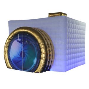 4m yüksek kaliteli özelleştirilmiş taşınabilir zemin çadır kubbesi şişme fotoğraf kabini Led şerit ışıkları ile renk değiştirme