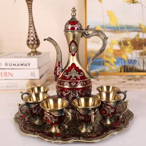 Araçlar 8 PCS Sofra Seti 1*Teapot 6*Kupa 1*Tepsi Çay Seti Vintage Retro Europen Style Dolap Süsleme Mutfak Arap Kahve Kupası Seti