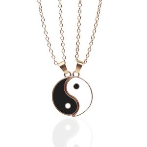 Kolye Kolye 2pcs tai chi yin yang çift arkadaşlar için eşleştirilmiş uzun altın zincir kadın erkekler moda takı