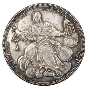 İtalyan Eyaletleri 1823 1 Scudo - Leo XII Sede Boş Gümüş Kaplama Kopya Paraları