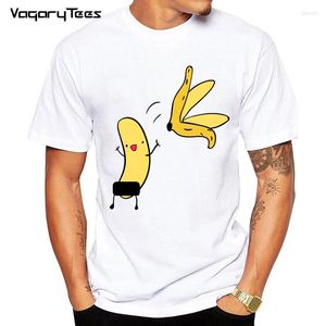 Erkek Tişörtleri Muz Disrobe Komik Tasarım Baskı T-Shirt Yaz Mizahı Şaka Yenilikçi Beyaz Günlük Sokak Giysesi