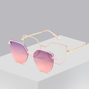 Солнцезащитные очки Cohk Cat Eye Magnet Sunglasses Polarization Clip Blanes рамки анти -синий свет роскошный дизайн бренда ретро компьютерные очки 230512