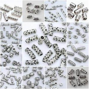 Boncuklar Diğer 27 Stil Tibet Gümüş Tüp Metal Ara Aracı DIY Takı için Mücevher Yapma 20/50/100 PCS