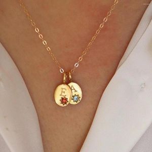 Colares pendentes de aço inoxidável 26 letras colar de zircão doze zodíacos para mulheres Chaker Chaker Chain Gold Color Trendy Jewelry Gift