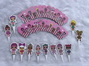 24pc lol bolo de capota cupcake wrapper lol tem temas decoração menina ou bebê de aniversário decoração de bolo de festa