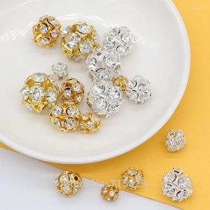 Boncuklar 20p 6/8/10/12/14/16mm Altın Gümüş Çek kristal Rhinestones Pave Diamante DIY Mücevher Yapımı için