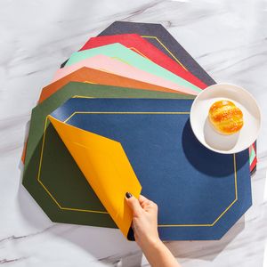 30pcs düz renkli batı gıda placemat çift taraflı deri yağ geçirmez masa mat ısı yalıtılmış ped bardak restoran dekor